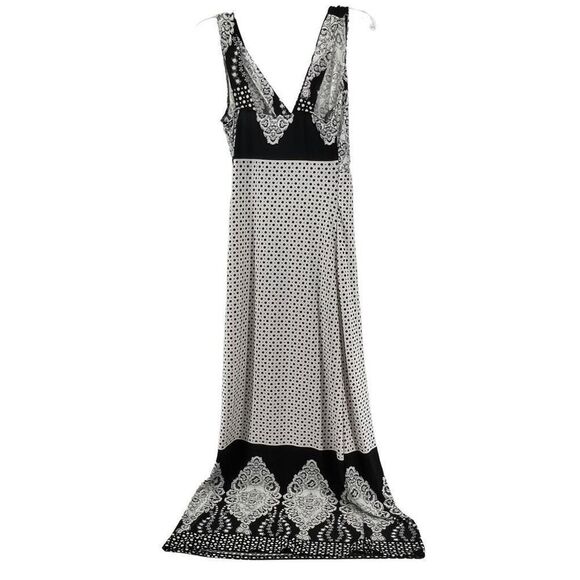 M.K.M Designs Maxi Dress Sleeveless Black White Patterned Casual Rockabilly Sm - Picture 2 of 8